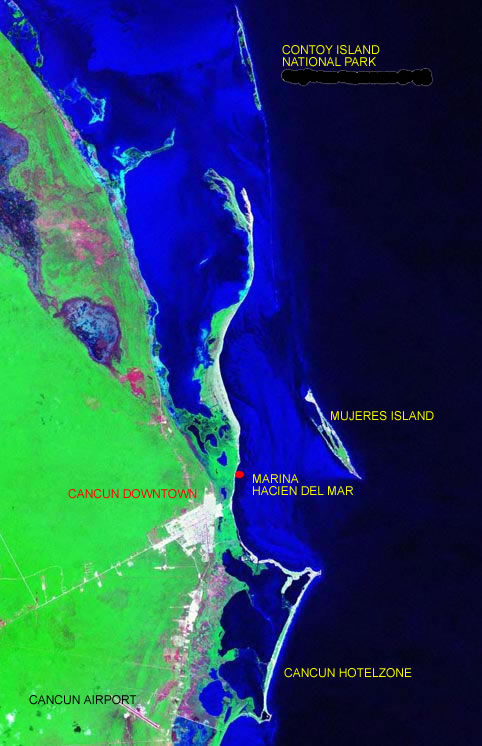 vue satelite Contoy e la cote de yucatan